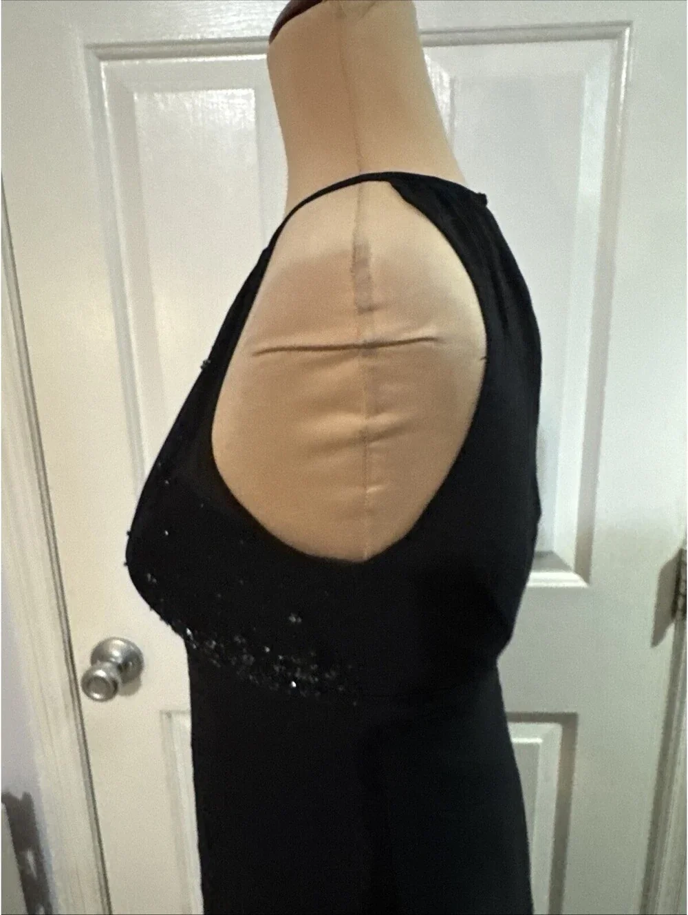 Michael Angelo Black Halter Gown Beaded Waist Formal Evening Dress size 2